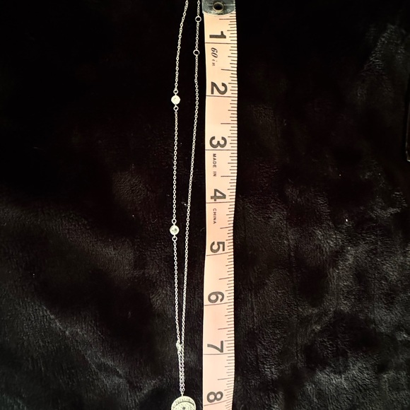 Evil Eye Pendant Necklace with stationed bezel set Crystals on chain stamped 925 - Picture 3 of 5